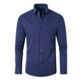 thumbnail image 1 of WTXUE Button-Up Shirts Long Sleeve, Notch Neck Shirts for Men Non Ironing Elastic Shirt Lapel Button Shirt Solid | Workwear for Men Navy XXL, 1 of 4