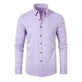 thumbnail image 1 of WTXUE Button-Up Shirts Long Sleeve, Notch Neck Shirts for Men Non Ironing Elastic Shirt Lapel Button Shirt Solid | Workwear for Men Purple 3XL, 1 of 4