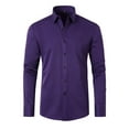 thumbnail image 1 of WTXUE Button-Up Shirts Long Sleeve, Notch Neck Shirts for Men Non Ironing Elastic Shirt Lapel Button Shirt Solid | Workwear for Men Purple M, 1 of 4