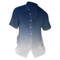 thumbnail image 1 of WTXUE Button-Up Shirts Short Sleeve, Notch Neck Mens Dress Shirts Summer Beach Shirt Overcoat Loose Hawaiian Shirt Gradient | Workwear for Men Dark Blue 4XL, 1 of 3