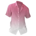 thumbnail image 1 of WTXUE Button-Up Shirts Short Sleeve, Notch Neck Mens Dress Shirts Summer Beach Shirt Overcoat Loose Hawaiian Shirt Gradient | Workwear for Men Pink 5XL, 1 of 3