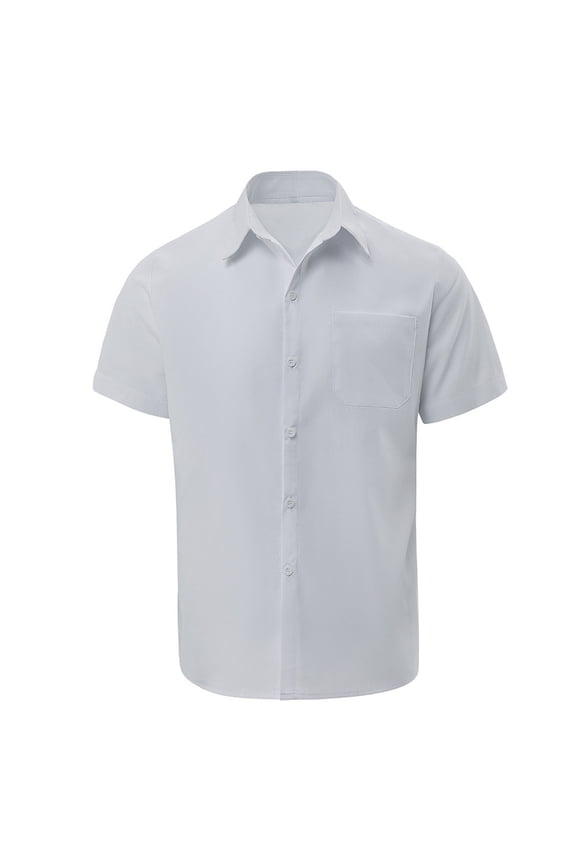 Button-Up Shirts Short Sleeve, Notch Neck Shirts for Men Popular Cotton Linen Blended Shirt Linen Shirts Workwear for Men White 3XL