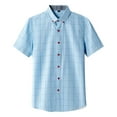 thumbnail image 1 of WTXUE Button-Up Shirts Short Sleeve, Notch Neck Shirts for Men Spring Summer Shirt Breathable Tops Cotton Plaid | Dressy for Men Light Blue 3XL, 1 of 3