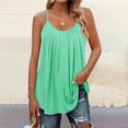 thumbnail image 1 of WTXUE Camisole Tops Sleeveless Tops Women Pleated Top Shirt Spaghetti Strap Camisole Fit Casual Sleeveless Summer Tank Tops Fashion Shirt Flowy Tops Loose Tank Tops for Women Tunic Tops Mint Green 4Xl, 1 of 6