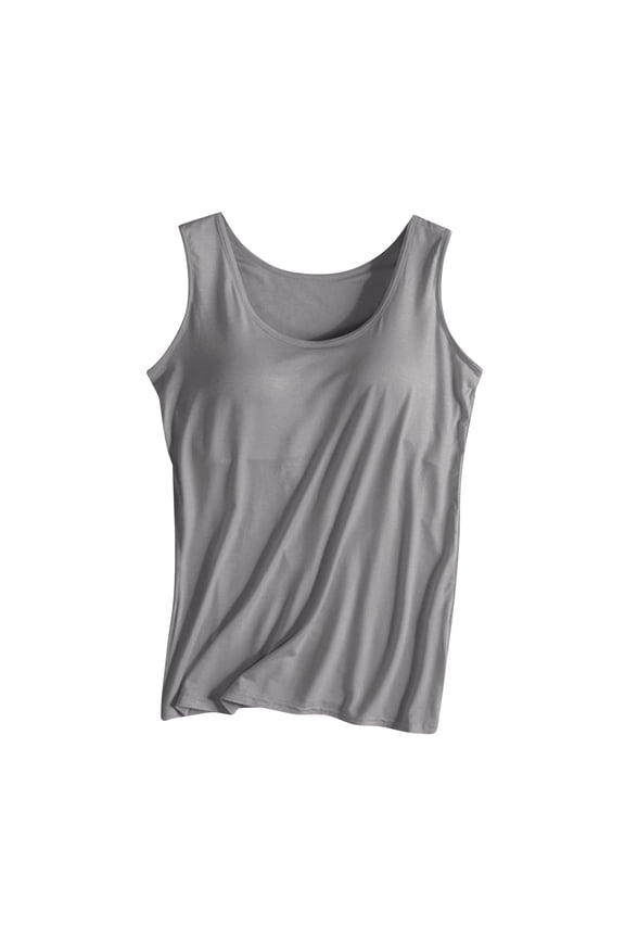 Camisole Tops Wide Strap Tank Tops Sports Bras for Women Padded Wirefree Workout Crop Crewneck Tank Tops With Built In Bra Baseball Tank Top Womens Golf Tank Tops Corset Tank Top Dark Grey Xxl