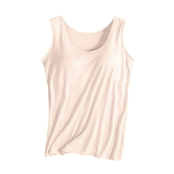 WTXUE Camisole Tops Wide Strap Tank Tops Sports Bras for Women Padded Wirefree Workout Crop Crewneck Tank Tops With Built In Bra Crop Top Tanks Athletic Tank Tops Button Down Tank Tops Beige L
