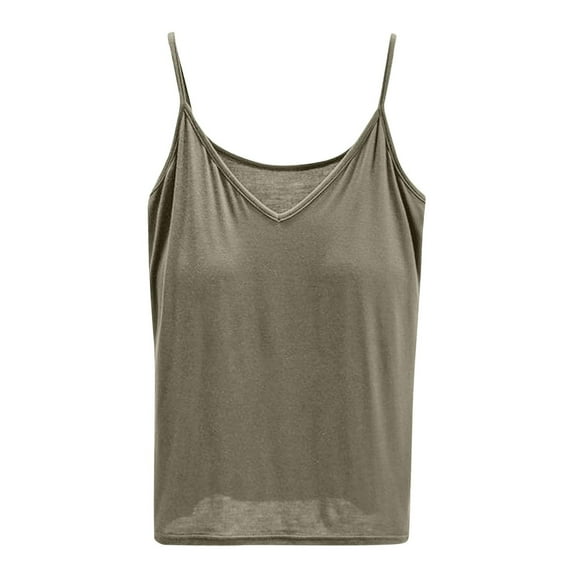 WTXUE Camisole Tops for Women Tank Top for Women Sleeveless Tops with Built in Bras Shelf Bra Padded Shirt 2024 Casual Tanks Loose Fit, Sage Green Medium
