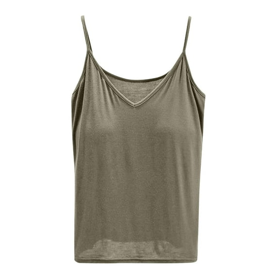 WTXUE Camisole Tops for Women Tank Top for Women Sleeveless Tops with Built in Bras Shelf Bra Padded Shirt 2024 Casual Tanks Loose Fit, Sage Green XX-Large