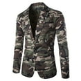 thumbnail image 1 of WTXUE Cardigan Blazer, Long Sleeve Fashion Men's Autumn Winter Cardigan Camouflage Jacket Coat Top, Camo Print Suit Jackets, Blazers & Sport Coats for Men | Sage Green 2XL, 1 of 3