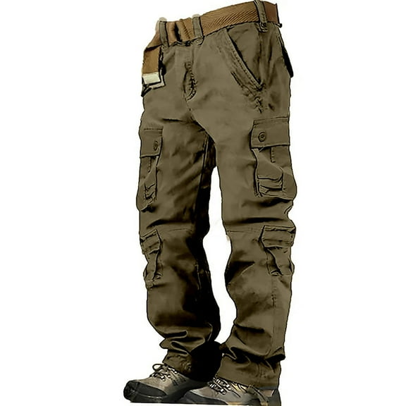 WTXUE Cargo Pants Cargo Trousers Hiking Pants 8 Pocket Plain Comfort Breathable Outdoor Going Out Cotton Pants Loose for Men 29