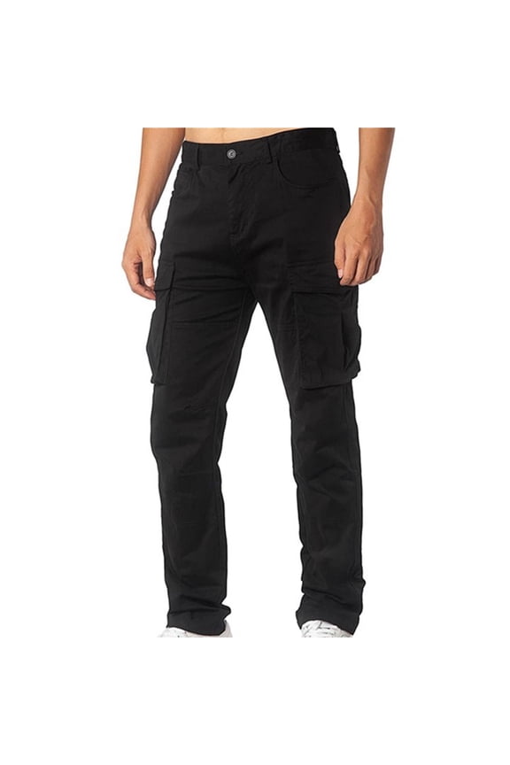 Cargo Pants for Men, Work Pants for Men, Loose Oversized Casual Three Bag Zipper Work Suit with Multiple Pockets and Straight Pants Tactical Pants Men, Black XL
