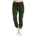 thumbnail image 1 of WTXUE Cargo Pants, Scrub Pants Ladies Multi Pocket Casual Pants Elastic Waist Corset Rope Pants, Slacks Pantalones De Mujer, Olive green, 1 of 5