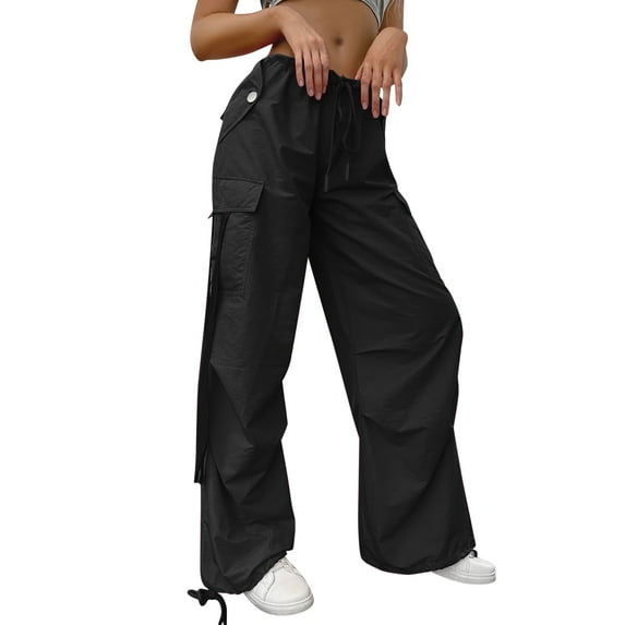 WTXUE Cargo Pants For Women High Waisted, Scrub Pants Hijabi Dress Clothing Abaya For Women Muslim Hoodie Prayer Abaya For Lady Modern Prayer Abaya, Slacks Pantalones De Mujer, 2-Black