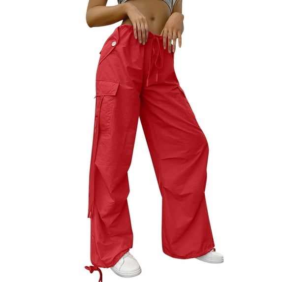 WTXUE Cargo Pants For Women High Waisted, Scrub Pants Hijabi Dress Clothing Abaya For Women Muslim Hoodie Prayer Abaya For Lady Modern Prayer Abaya, Slacks Pantalones De Mujer, 2-Red
