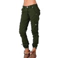 thumbnail image 1 of WTXUE Cargo Pants, Womens Trousers Ladies' Solid Color Overalls Paneled Pocket Zip Casual Pants, Slacks Pantalones De Mujer, Olive green, 1 of 4