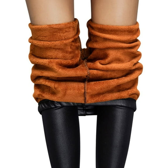 WTXUE Casual Outfits for Women, Pantalones De Mujer Womens Faux Leather Leggings Stretch High Waisted Pleather Pu Pants& Warm Pants, Full-Length