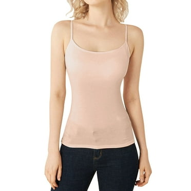 WTXUE Convertible | Womens Simple Body Sculpting Strap Top Built in Bra Tank Top | 1 Piece Beige L