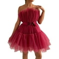 thumbnail image 1 of WTXUE Corset Dress, Tube Top Mesh Bowknot Ballet Dress for Women, Tulle Dress Women, Mesh Dress, Red Dresses for Women, Red 2XL, 1 of 7
