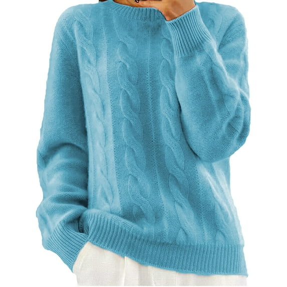 WTXUE Cotton Semi Turtleneck Sweater Long Sleeve Solid Color Pullover With A Base Shirt Autumn Winter Warm Sweater Relaxed Fit Sweaters (Women's) Size 4