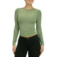 thumbnail image 1 of WTXUE Crewneck Sweatshirt Tube Tops Long Sleeve Shirts Basic Solid Tight Slim Fit Cropped Shirt Workout Yoga Pullover Breathable Shirts Tops for Teens Slimming Tops Green S, 1 of 5