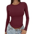 thumbnail image 1 of WTXUE Crewneck Sweatshirt Tube Tops Solid Color Blouses Long Sleeve Shirts Basic Tees Pullover Crop Tops Slim Fitted Tops Womens Running Shirts Womens Fashion Tops Rd3 M, 1 of 6