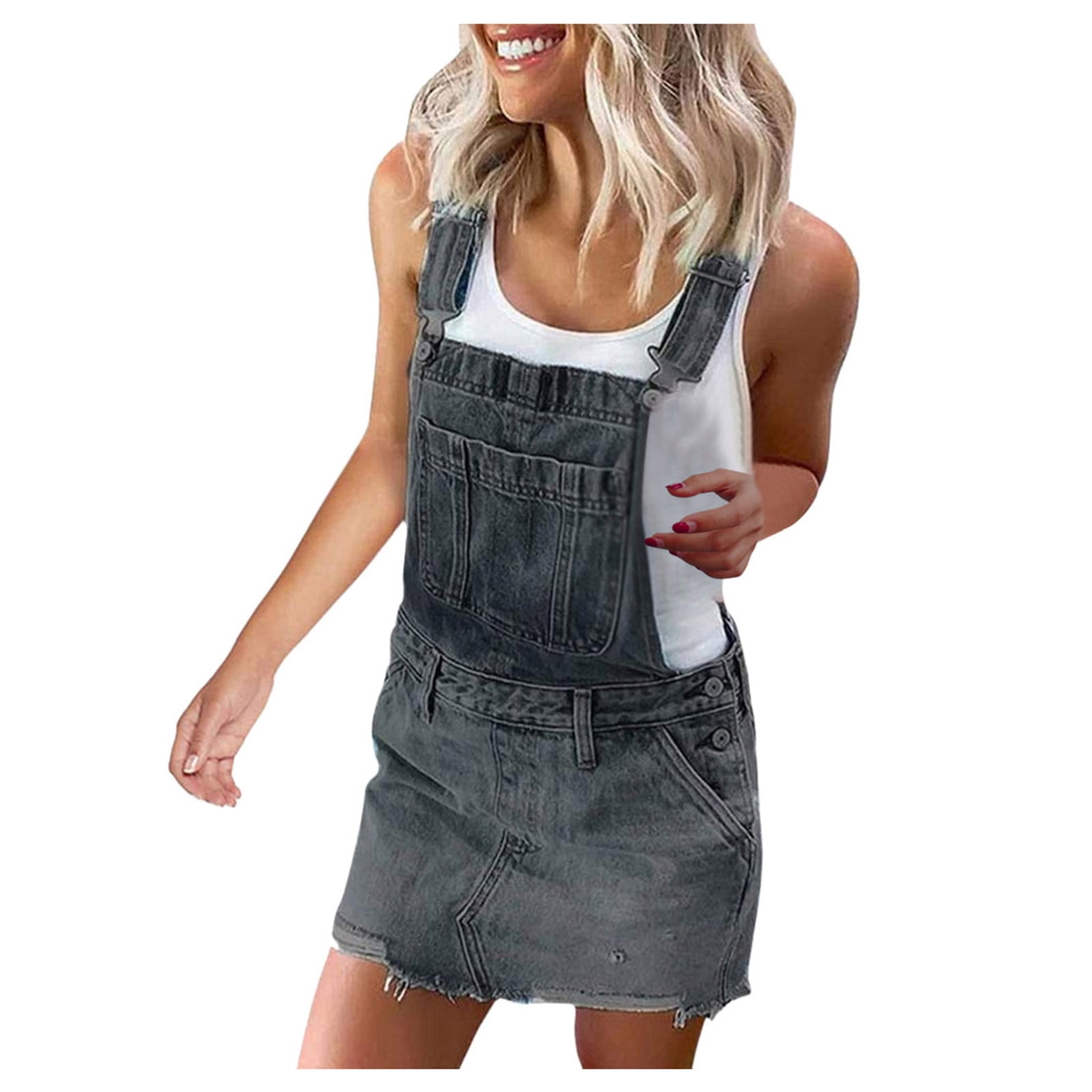 WTXUE Denim Skirt, Casual Playsuit Romper Jumpsuit Dress Long