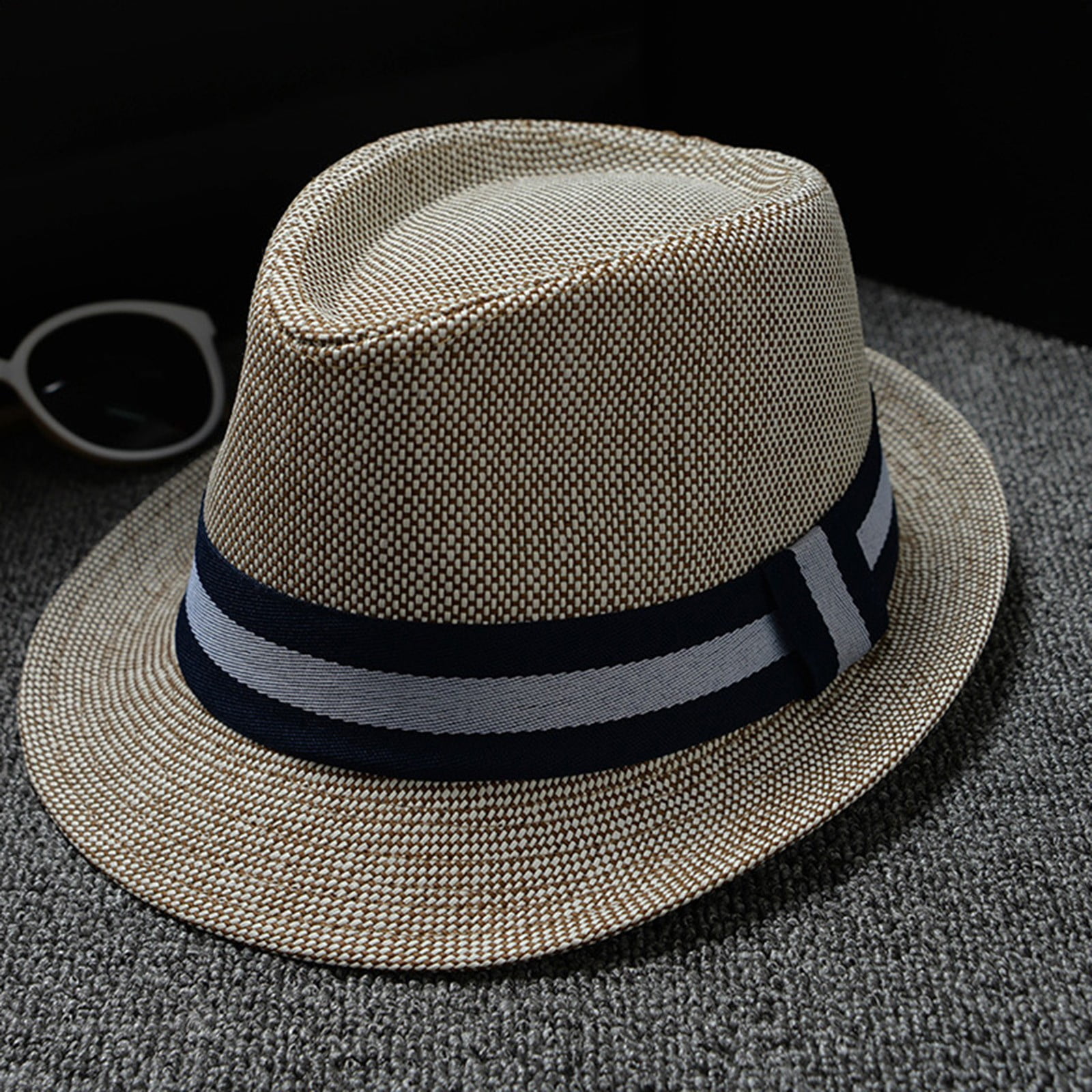WTXUE Dress Hats for Men 1PC Hats Fedora Hats Men and Women Retro Jazz Hat Soild British Sun Hat Travel Sun Hat | Khaki