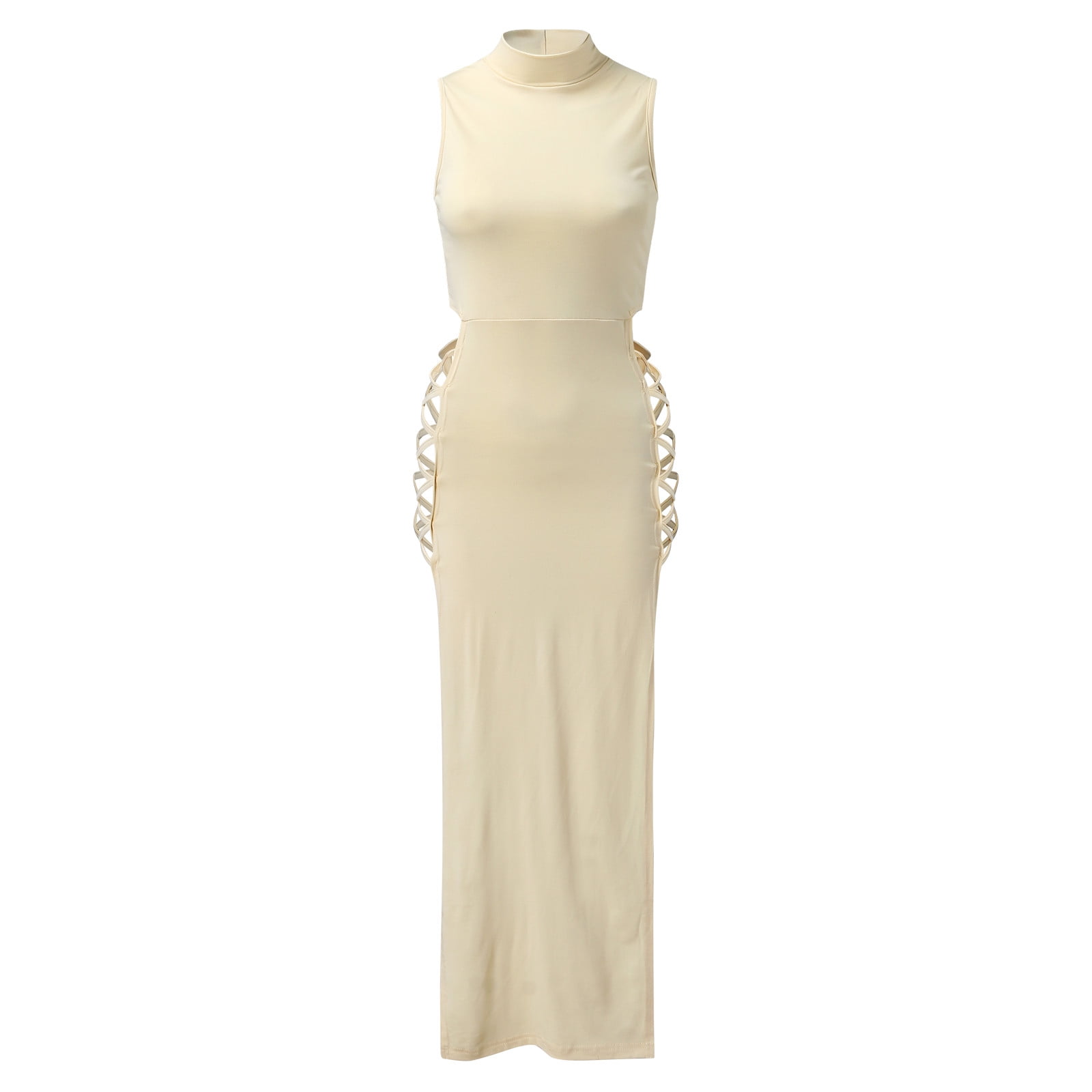 最終commesi studio 2Way Slit Top (Ivory) WTXUE Dresses, High Slit Sleeveless Double Split Crew Neck