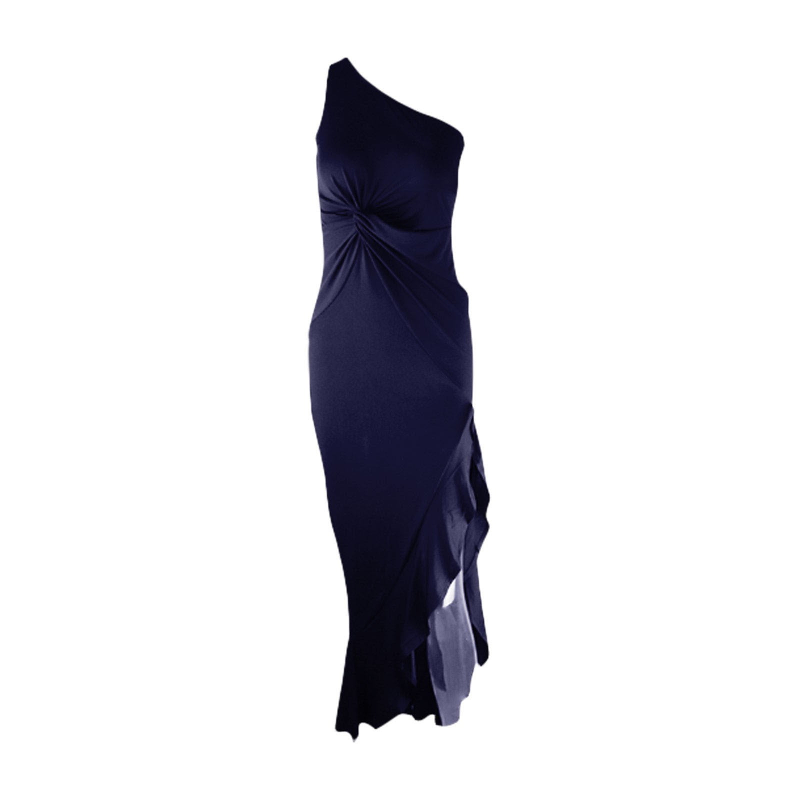 navy blue petite dresses Women's Petite Button Through Belted Prom Dress, Navy
