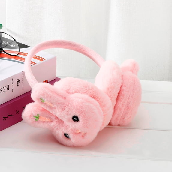 WTXUE Ear Muffs for Winter 1PC Fascinators Adult Kids Keep Warm In Winter Plush Earmuffsears Freezing Rabbit Pattern Earmuffs | Pink