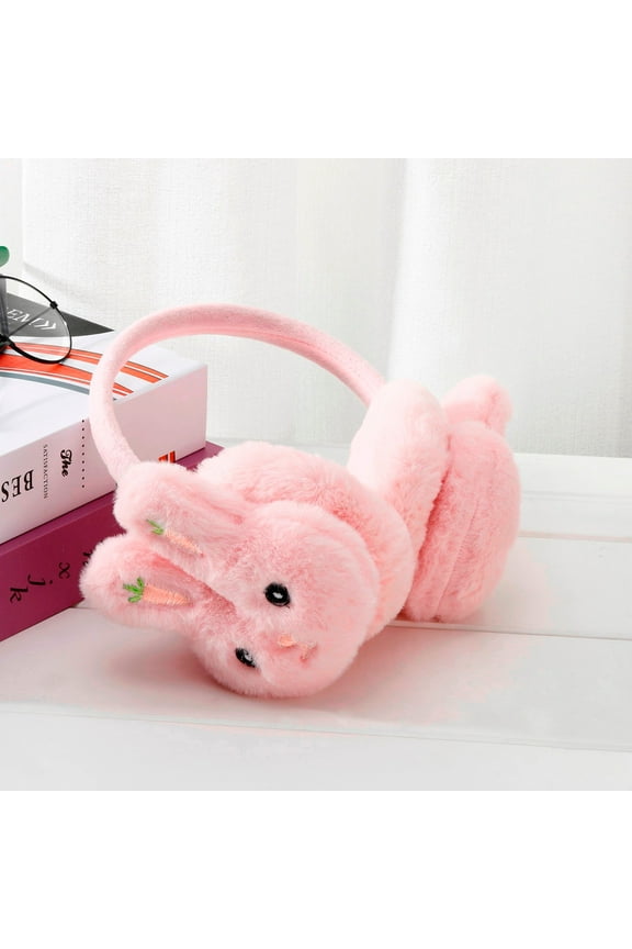Ear Muffs for Winter 1PC Fascinators Adult Kids Keep Warm In Winter Plush Earmuffsears Freezing Rabbit Pattern Earmuffs | Pink