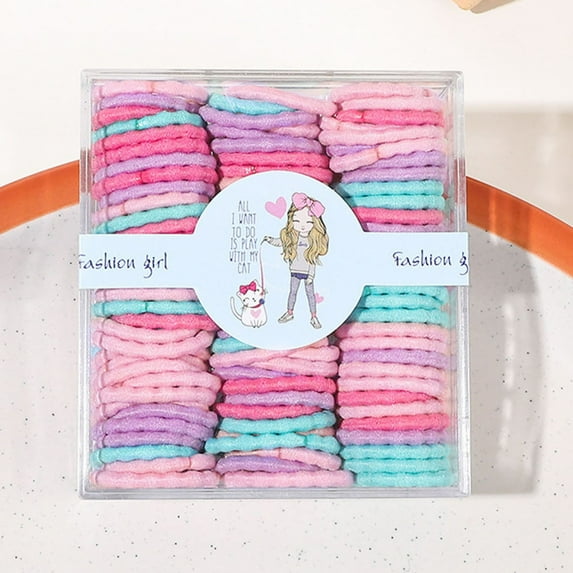 WTXUE Elastic Rubber Bands for Hair 1 Pack Fascinators 100 Pcs Girls Colorfull Elastic Hair Bands Kids Ponytail Rubber Accessories | Color K