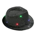 thumbnail image 1 of WTXUE Fedora Hat Panama Hat Led Sequin Glow Jazz Hat Performance Props Flash Cowboy Hat Wide Brim Hat Cowboy Hat Outdoor Hat Black One Size, 1 of 7