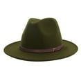 thumbnail image 1 of WTXUE Fedora Hat Wide Brim Hat Hat with Belt Men Women Unisex Festival Spring Winter Wedding Prom Hat Flat Cap Cooling Hat Outdoor Hat Army Green One Size, 1 of 1