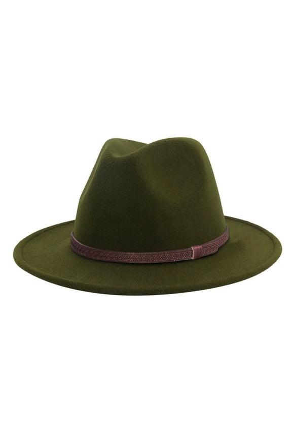 Fedora Hat Wide Brim Hat Hat with Belt Men Women Unisex Festival Spring Winter Wedding Prom Hat Flat Cap Cooling Hat Outdoor Hat Army Green One Size