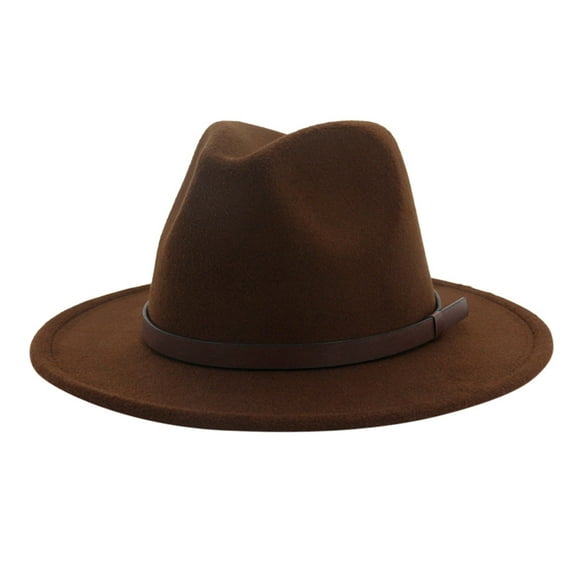WTXUE Fedora Hat Wide Brim Hat Hat with Belt Men Women Unisex Festival Spring Winter Wedding Prom Hat Flat Cap Cooling Hat Outdoor Hat Coffee One Size