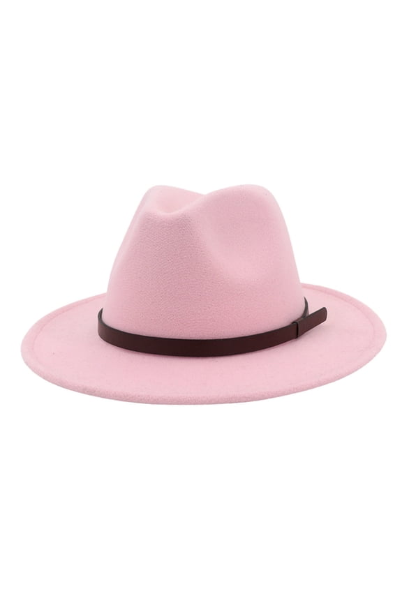 Fedora Hat Wide Brim Hat Hat with Belt Men Women Unisex Festival Spring Winter Wedding Prom Hat Flat Cap Cooling Hat Outdoor Hat Pink One Size