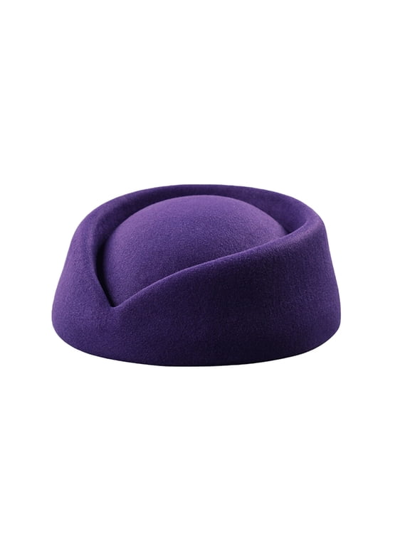 Felt Stewardess Pillbox Hat Church Hats Flower Beret Bridal Wedding Hat Bridal Fascinator Beret Wedding Party Beret Vintage Floral Beret Felt Pillbox Cap Felt Pillbox Hat Purple One Size