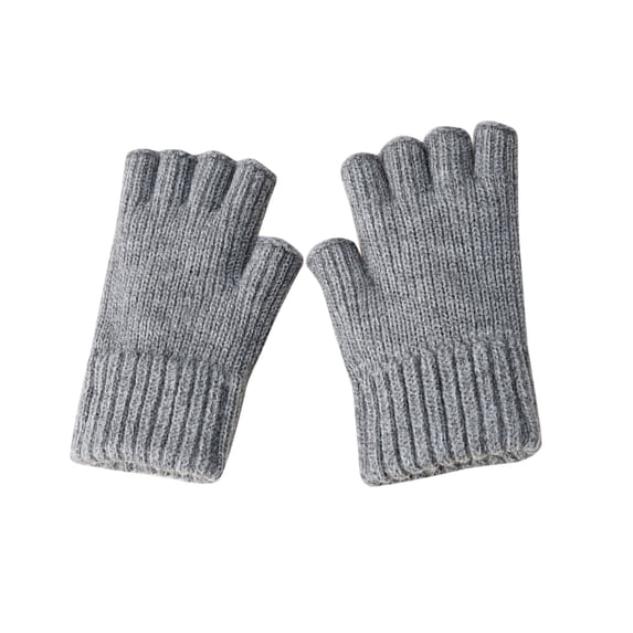 WTXUE Fingerless Gloves, Womens Half Finger Gloves Autumn and Winter Thickened Warm and Cold Knitted Exposed Finger Knitted Gloves, 1# C