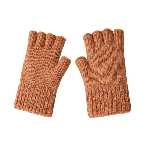 WTXUE Fingerless Gloves, Womens Half Finger Gloves Autumn and Winter Thickened Warm and Cold Knitted Exposed Finger Knitted Gloves, 1# J