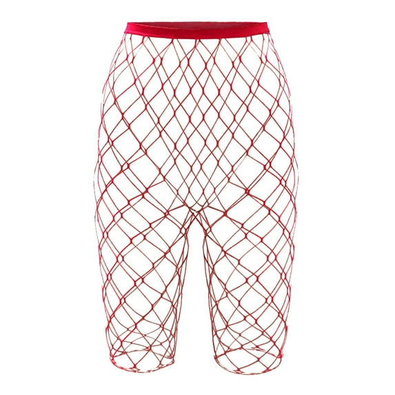 WTXUE Fishnet Stockings for Women, Fishnet Tights, Women's Sexy Fashion Hollow Out See Through Mid Calf Fishnet Socks Bottoming, Control Top Pantyhose for Women, 1# Red