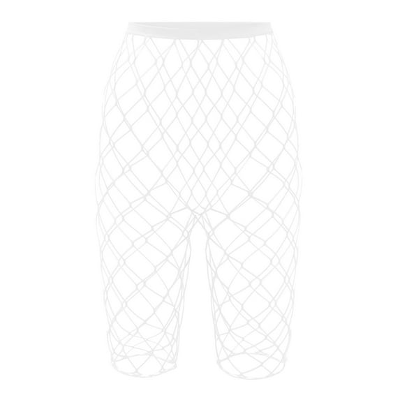 WTXUE Fishnet Stockings for Women, Fishnet Tights, Women's Sexy Fashion Hollow Out See Through Mid Calf Fishnet Socks Bottoming, Control Top Pantyhose for Women, 1# White