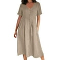 thumbnail image 1 of WTXUE Floral Dress for Women, Women's Cotton Dress Summer Long Dresses with Pockets, Khaki L, 1 of 4