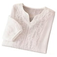 thumbnail image 1 of WTXUE Floral Embroidered Cotton Linen Shirts for Women Short Sleeve Embroidered Cotton Linen Tee Boho Embroidered 3/4 Sleeve Blouse Boho Embroidered Tops Plus Size Embroidered Linen Top White 3Xl, 1 of 2