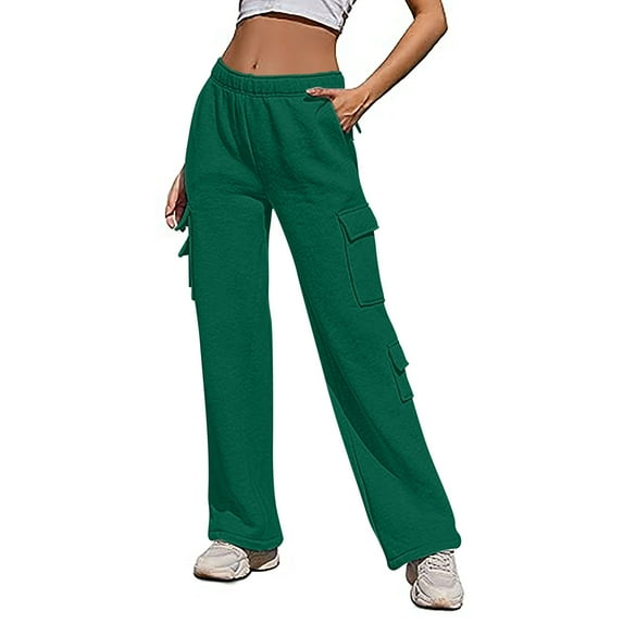 WTXUE Girls Cargo Pants, Scrub Pants Pants for Women Casual Gradient Print Bottom Sweatpants Pockets Waisted Sporty Gym Athletic Fit Jogger Pants Trousers, Pantalones De Mujer, 5-Green