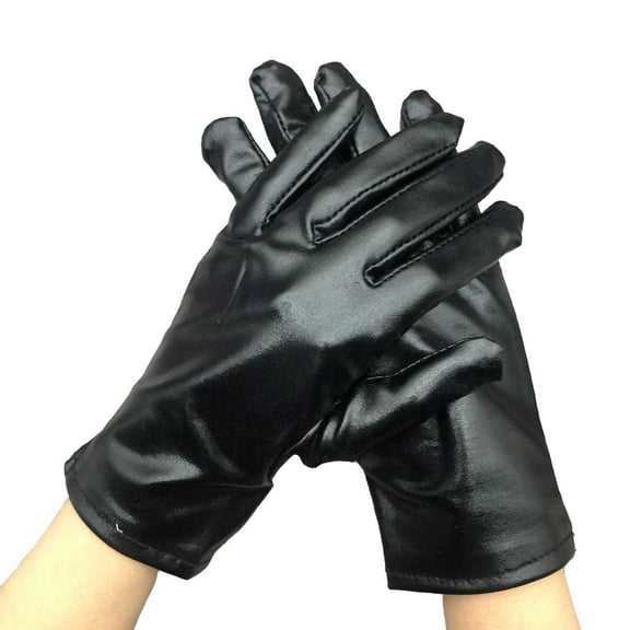 WTXUE Gloves Mittens Adult Unisex Shiny Short Metallic Spandex Gloves Costume Hand Accessories Black One Size