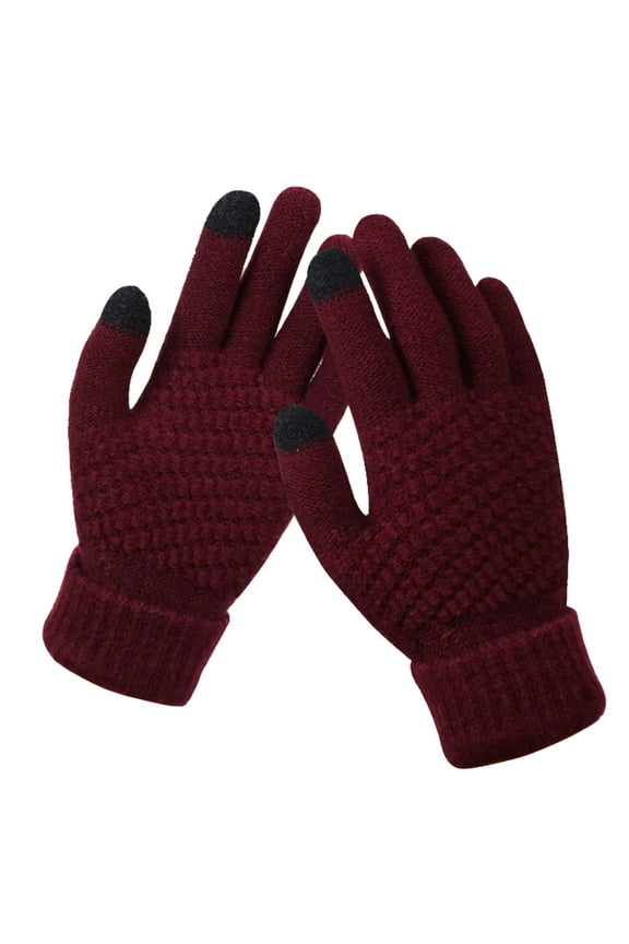 Gloves Mittens, Creative Women's Printing with Screen Mobile Thick and Adult Phone Warm Winter Knitted and Fashionable and Gloves Men's Snowflake Gloves Gloves