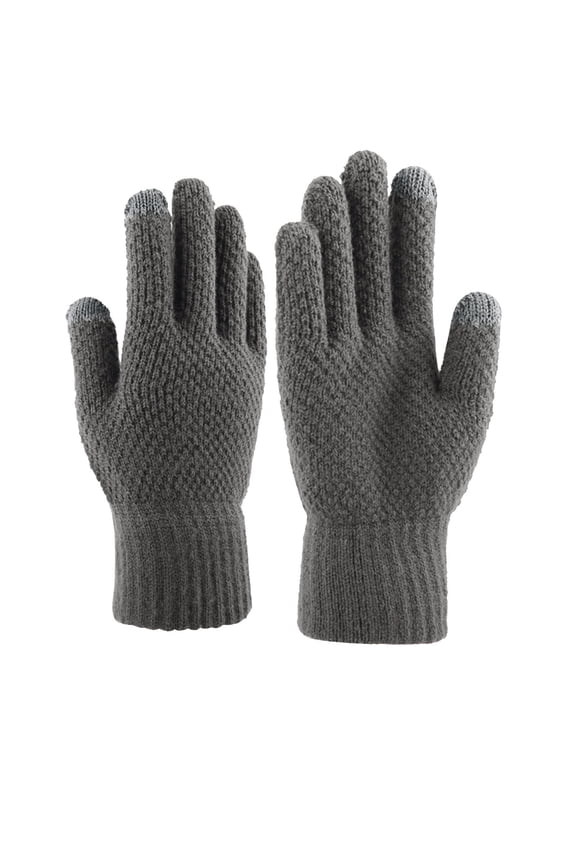 Gloves Mittens, Knitted Winter Fall Warm Thickened Gloves and Men's Woolen Gloves, Grey