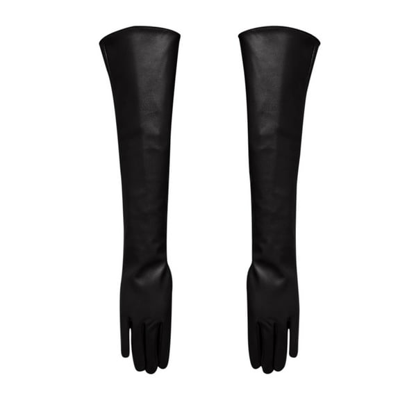 WTXUE Gloves Mittens Long Leather Gloves for Women 50Cm Over Leather Pu Flat Fashion Arm Cover Bk1 M