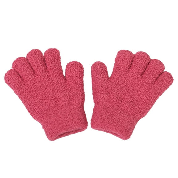 WTXUE Gloves Mittens Winter Children Gloves Windproof Full Finger Gloves with Elastic Cuffs Skiing Cycling Mitten for Kids Hot Pink One Size